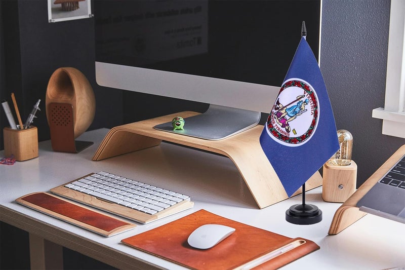 WXTWK 2 Pack USA Virginia Flag Virginia State Desk Flag Set - Mini Small Virginia Table Office Flags with Black 12" Solid Pole Stand Base Classroom Meeting Desktop Decorations - Image 5